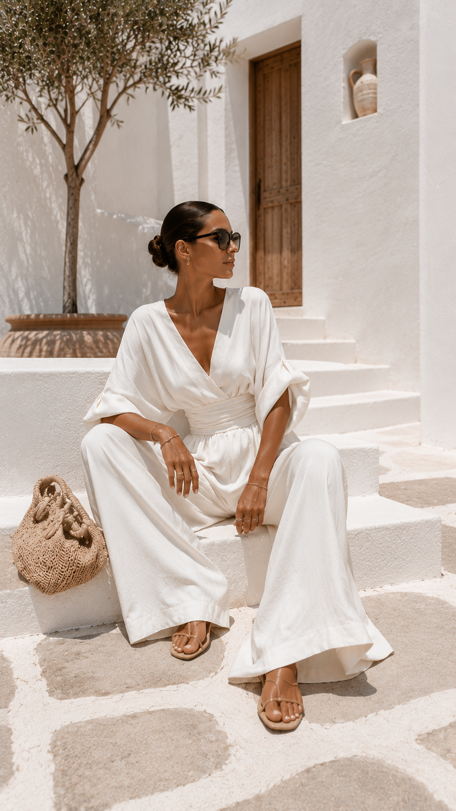 Valeria Long V-Neck Chiffon Dress