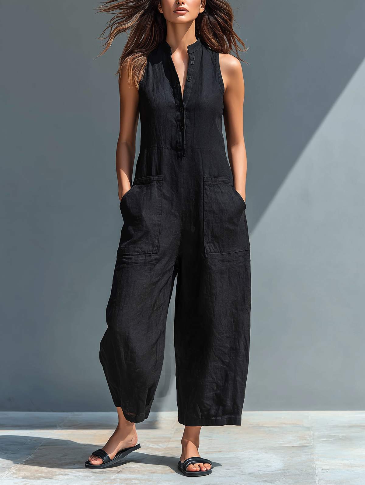 Claire Elegant Sleeveless Linen Jumpsuit