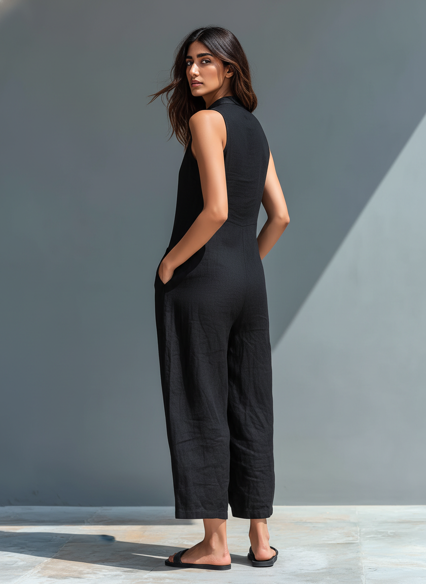 Claire Elegant Sleeveless Linen Jumpsuit