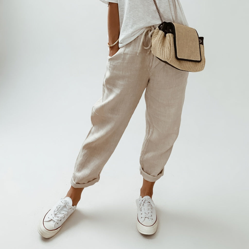 Lucie Flowy Cotton & Linen Blend Pants