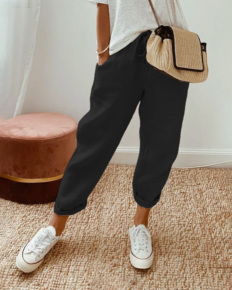Lucie Flowy Cotton & Linen Blend Pants
