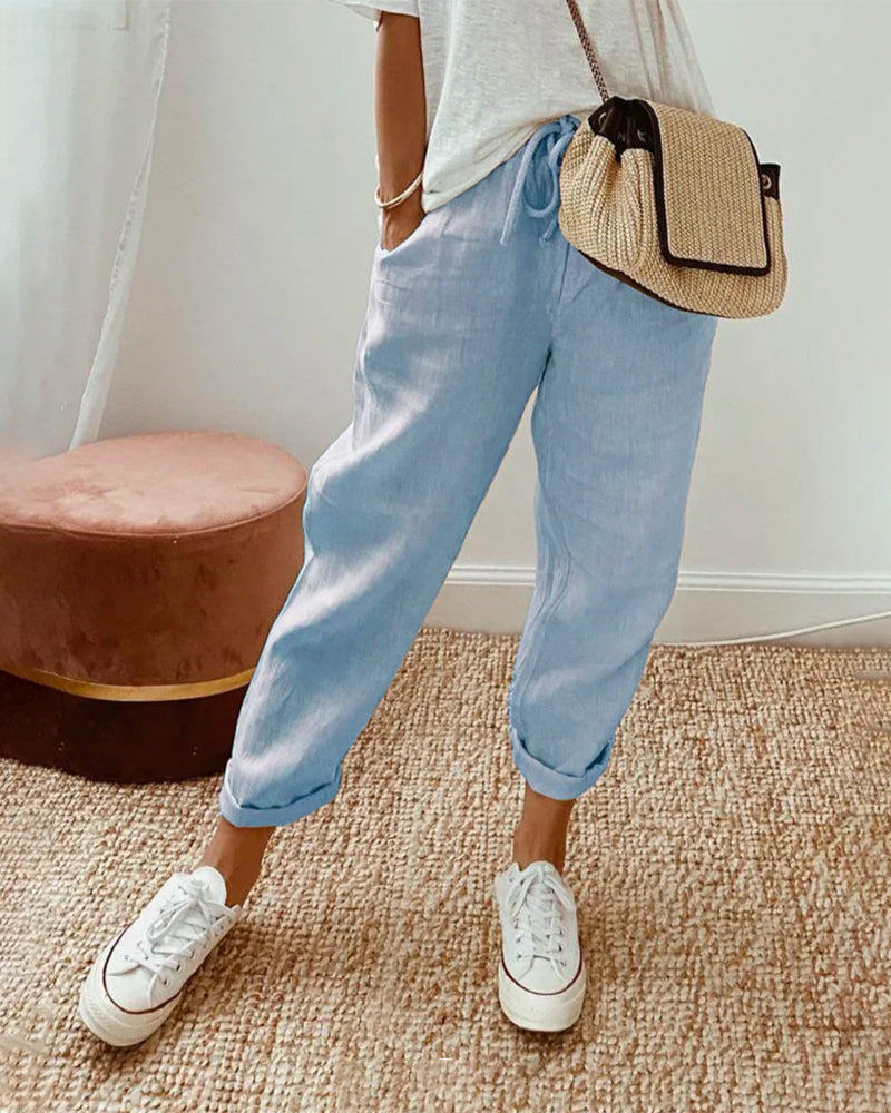 Lucie Flowy Cotton & Linen Blend Pants