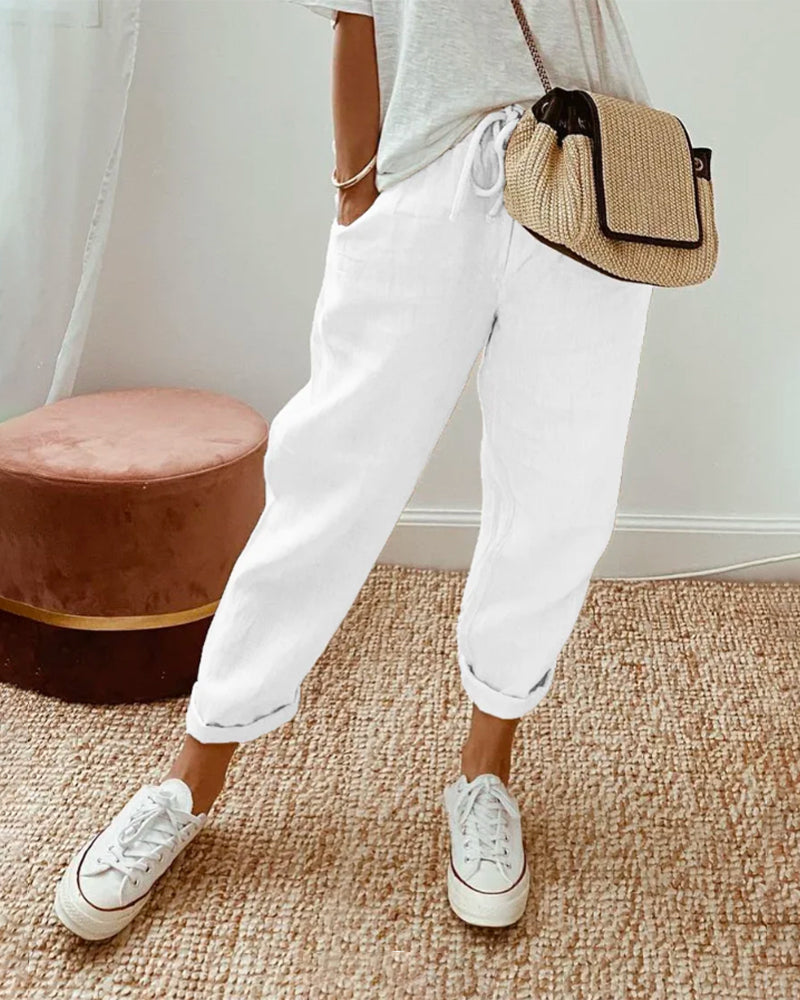 Lucie Flowy Cotton & Linen Blend Pants
