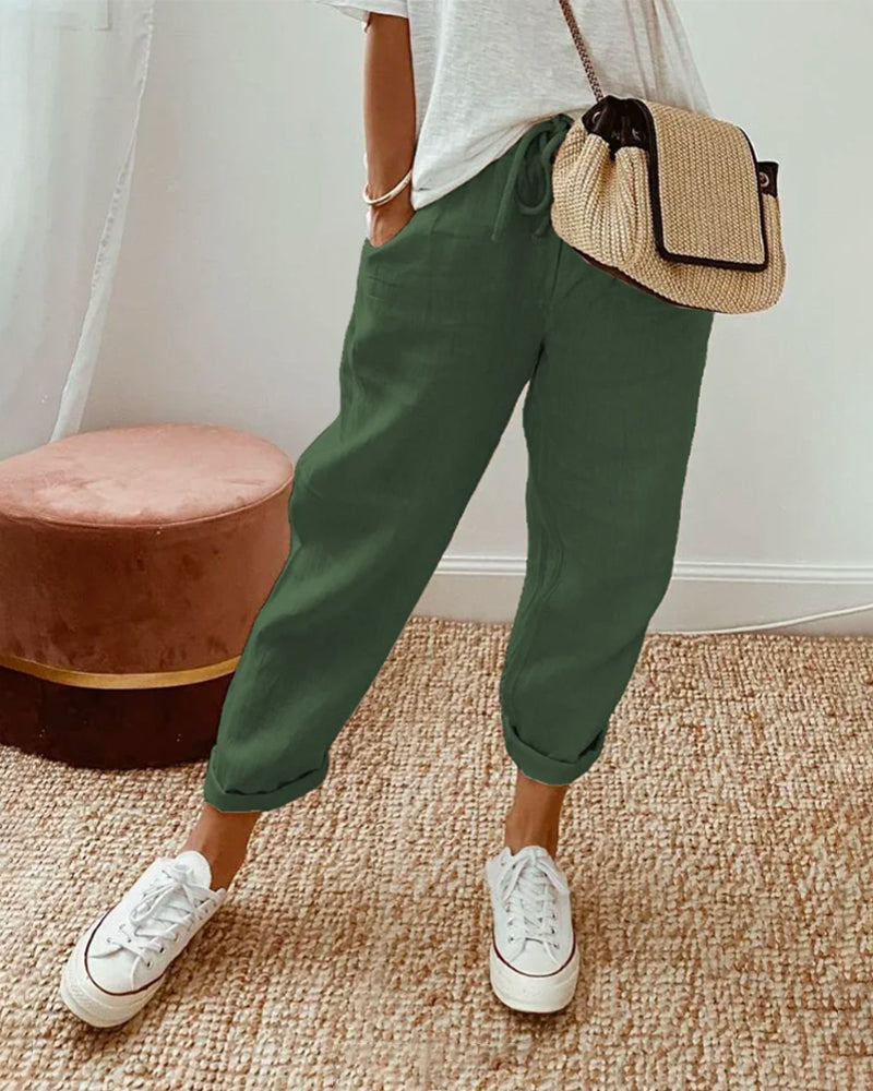 Lucie Flowy Cotton & Linen Blend Pants