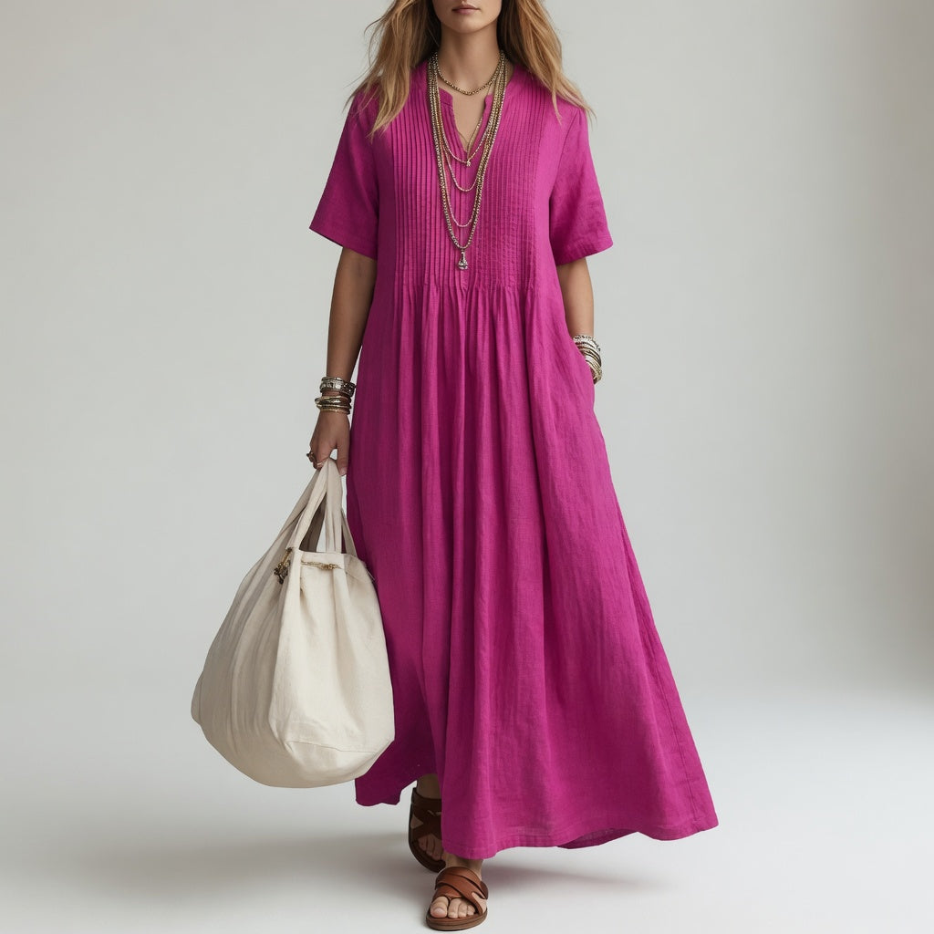 Pélagie Cotton V-Neck Maxi Dress