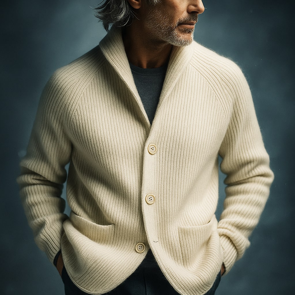 Danoir Paris Men's Knitted Wool Cardigan