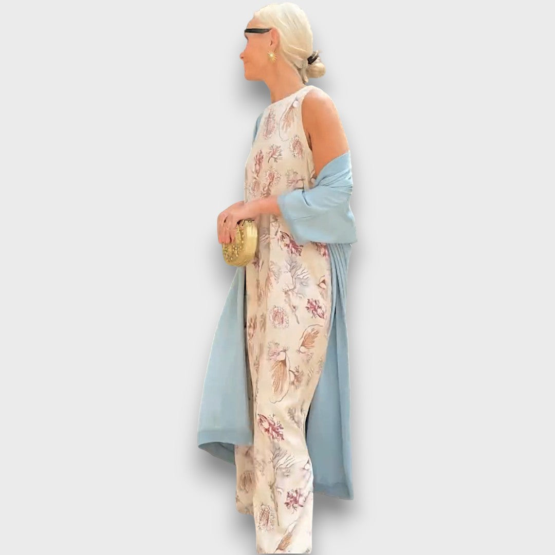 Elveria Maxi Dress with Cardigan