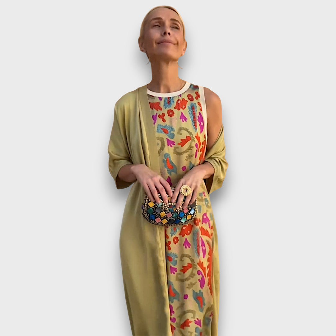 Elveria Maxi Dress with Cardigan