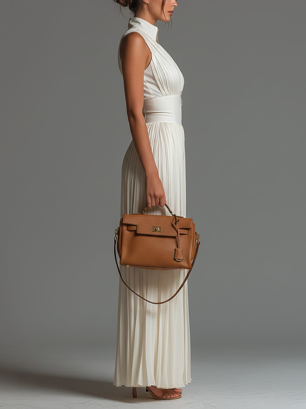 Zsófia White Pleated Chiffon Jumpsuit