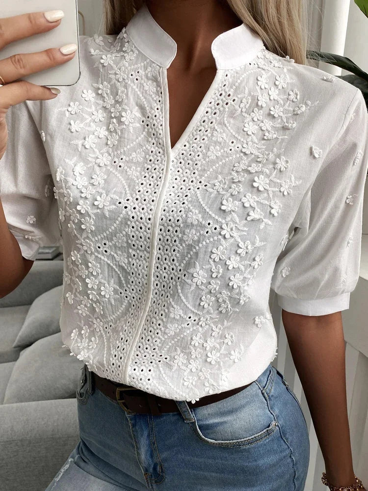 Laurine Elegant Embroidered Casual Top