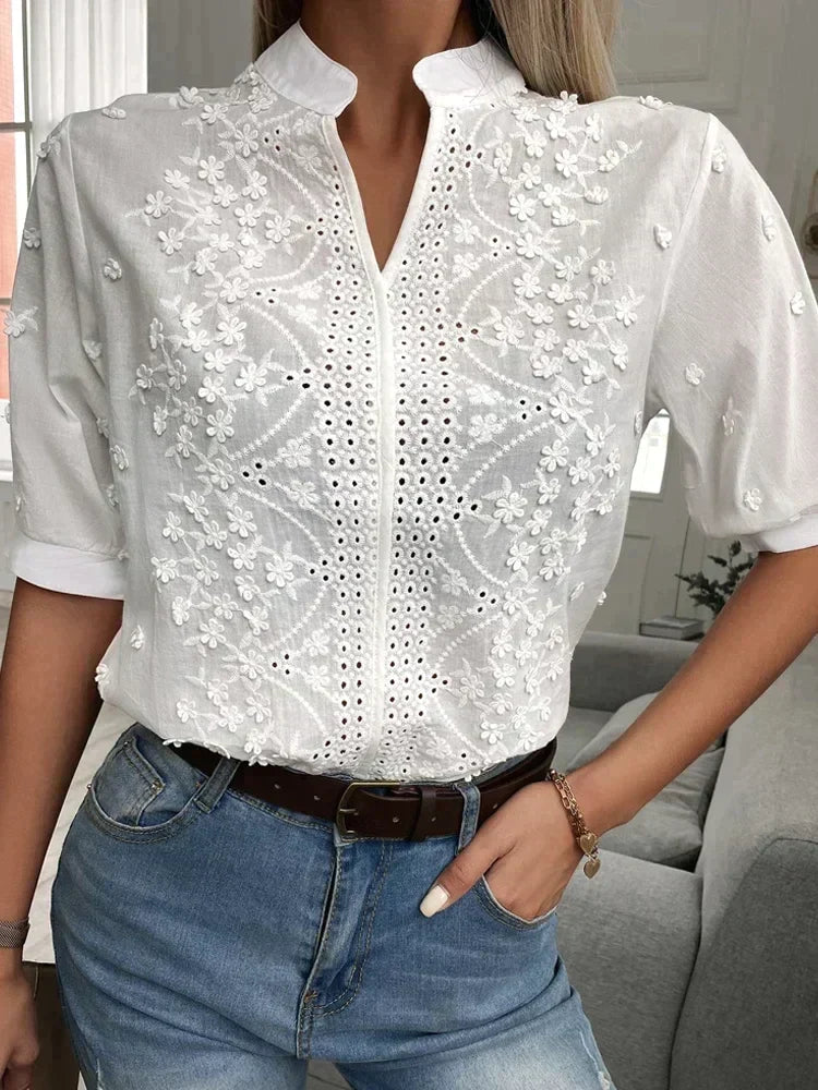 Laurine Elegant Embroidered Casual Top