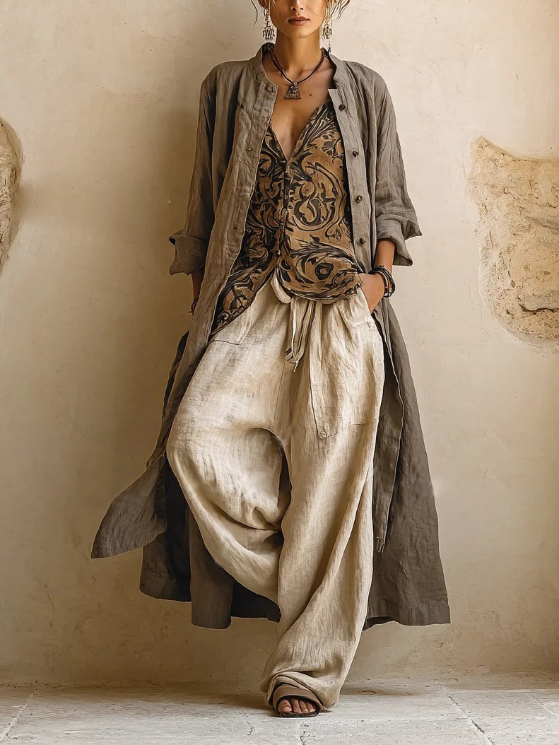 Natural 3-Piece Cotton & Linen Set
