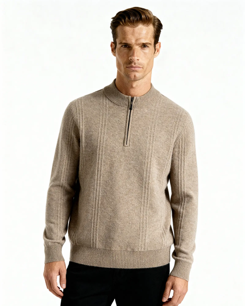100% Cashmere Ribbed Half-Zip