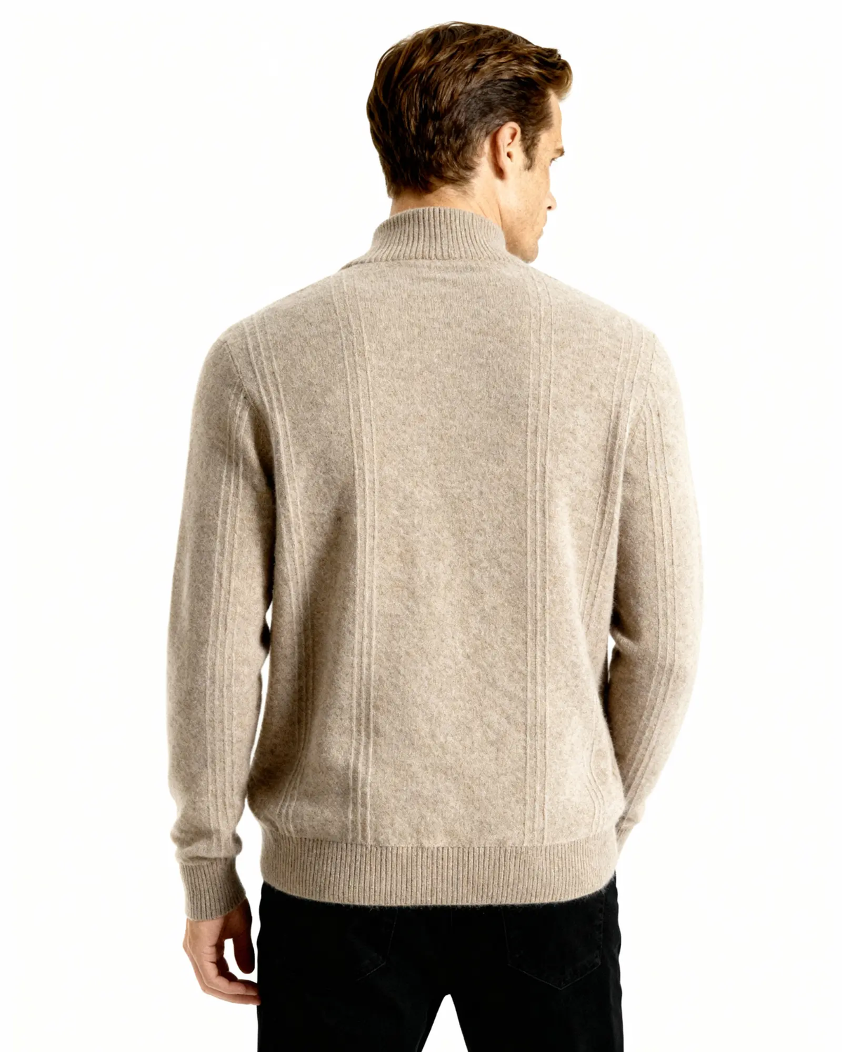 100% Cashmere Ribbed Half-Zip