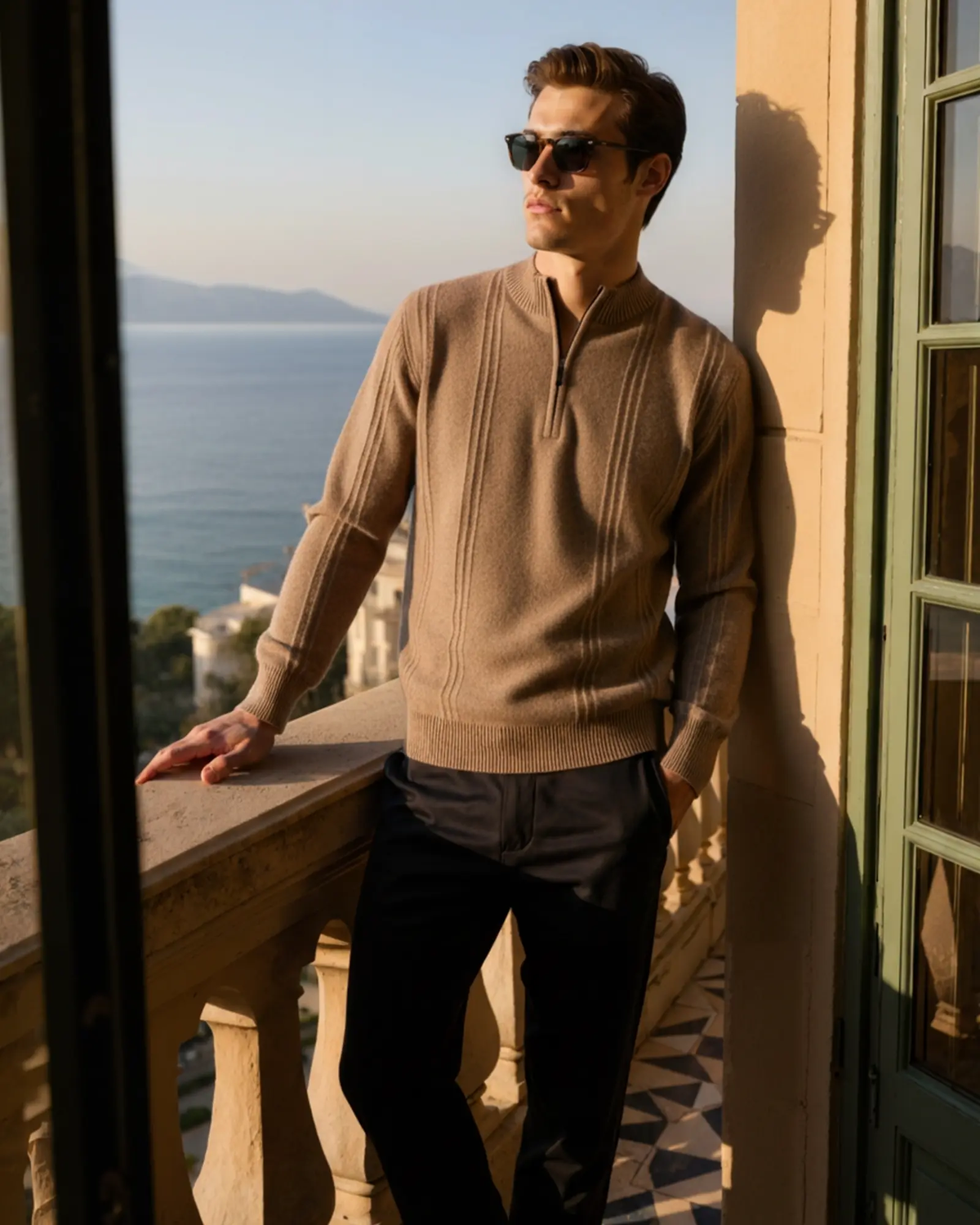 100% Cashmere Ribbed Half-Zip
