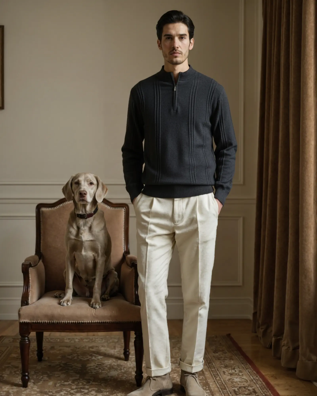 100% Cashmere Ribbed Half-Zip