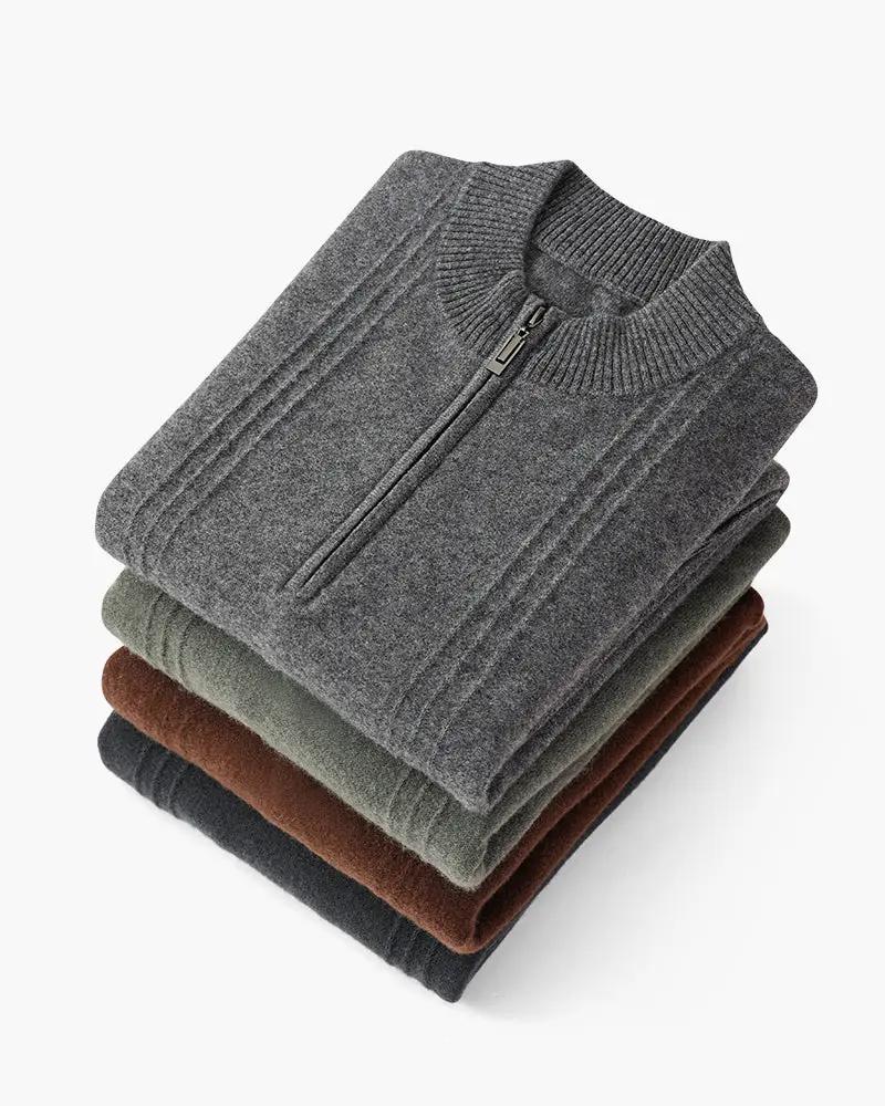 100% Cashmere Ribbed Half-Zip