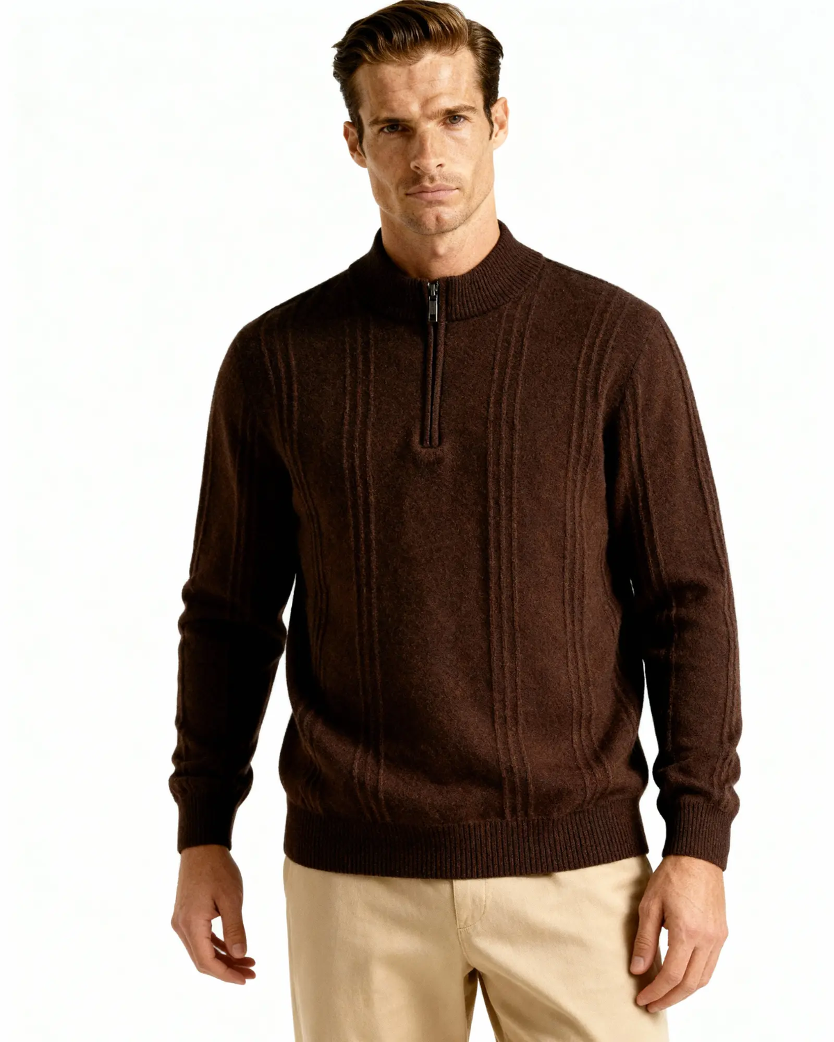 100% Cashmere Ribbed Half-Zip