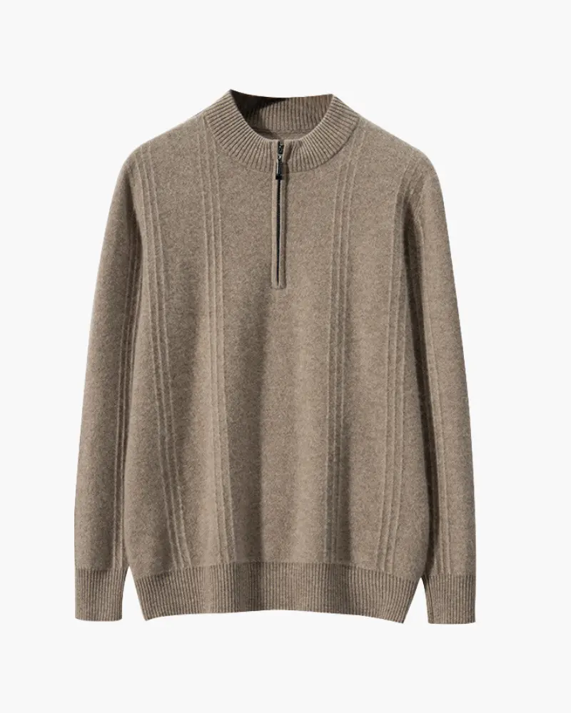 100% Cashmere Ribbed Half-Zip