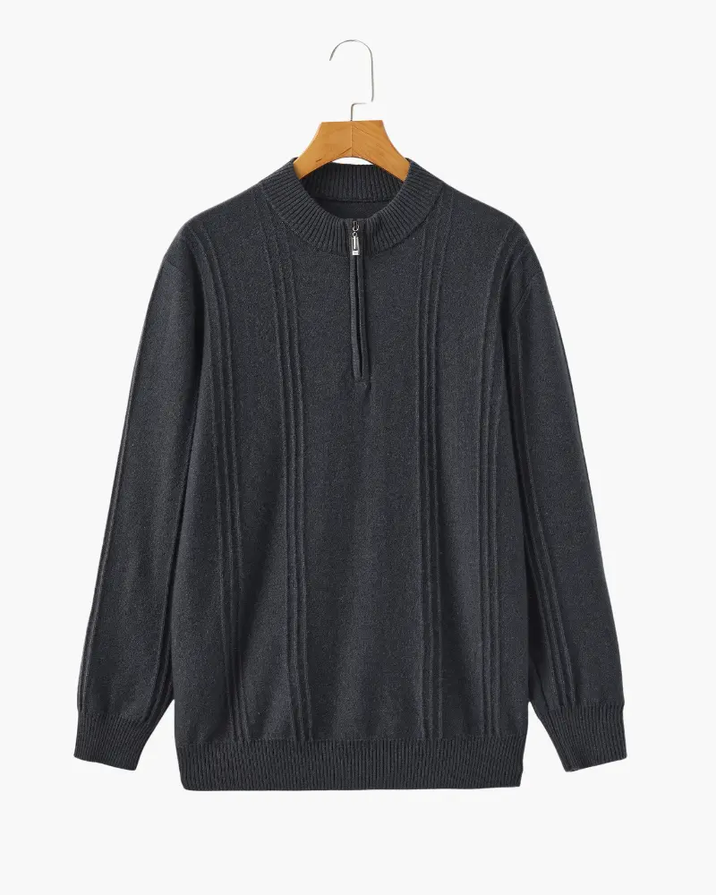100% Cashmere Ribbed Half-Zip