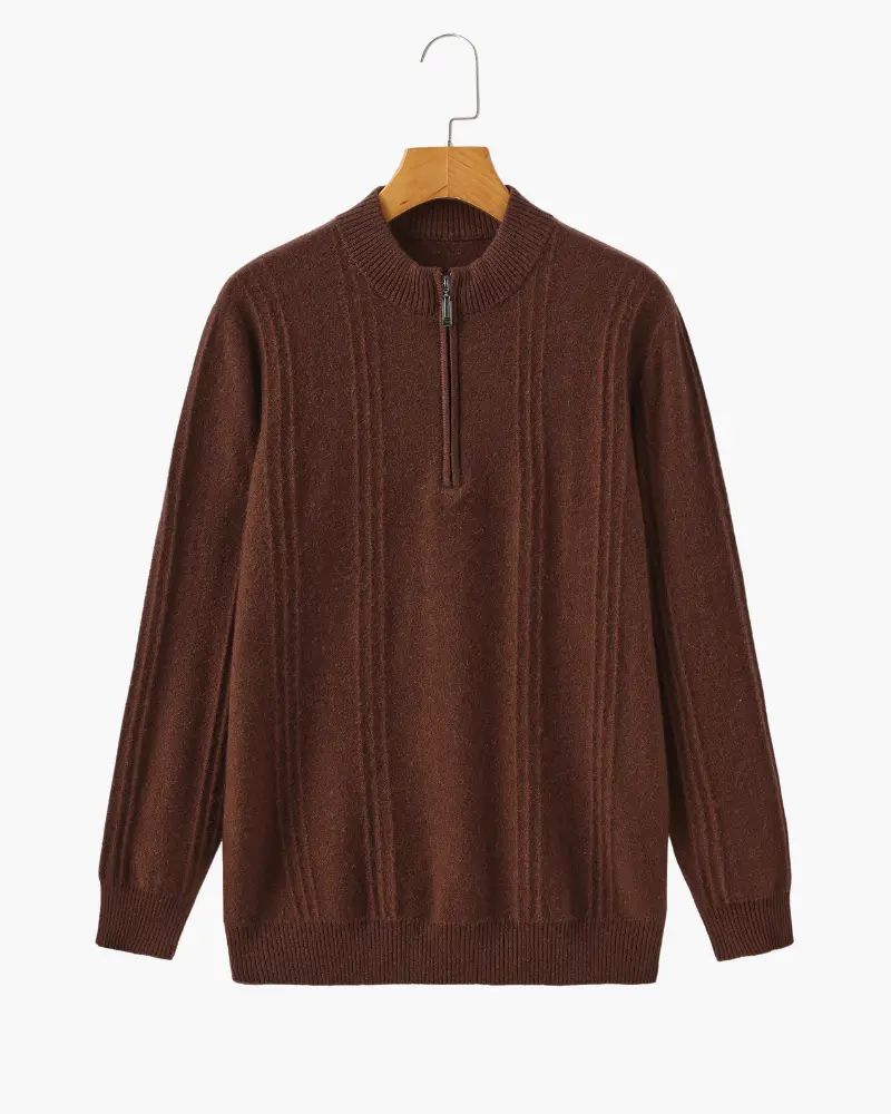 100% Cashmere Ribbed Half-Zip