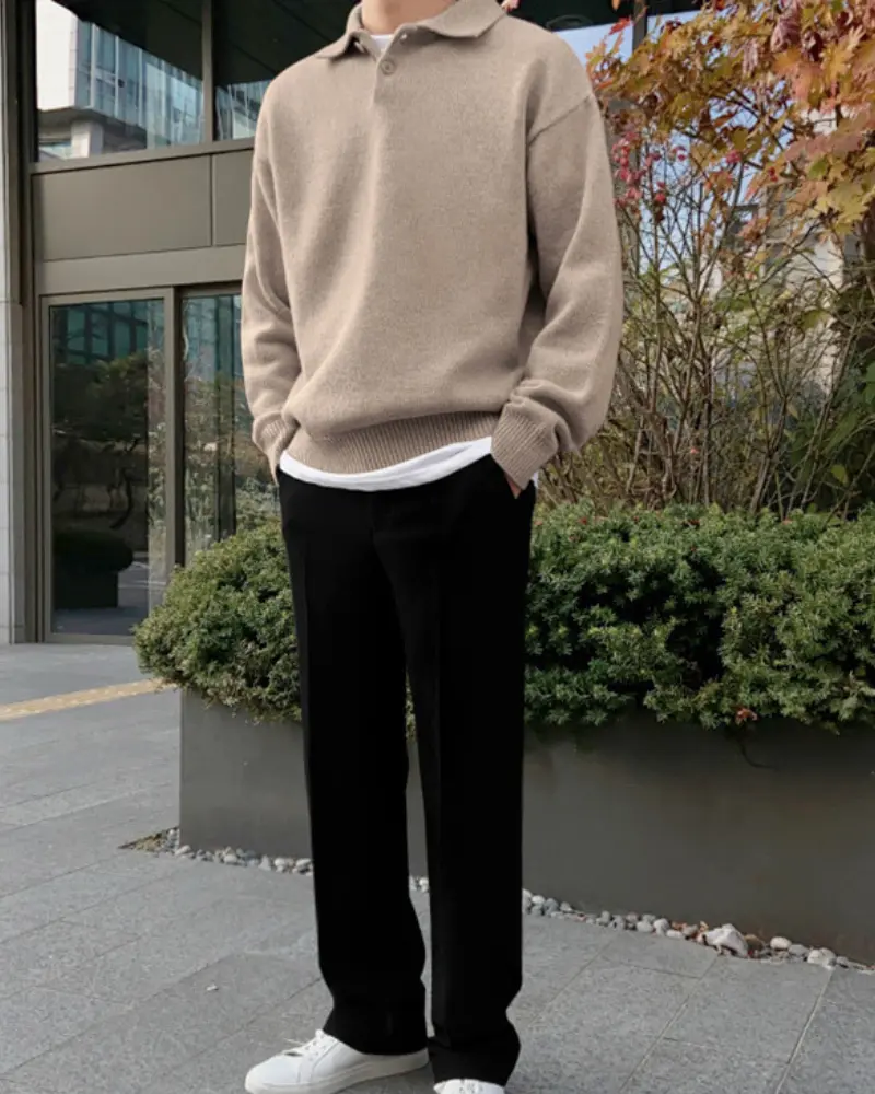Half-Button Wool Knit