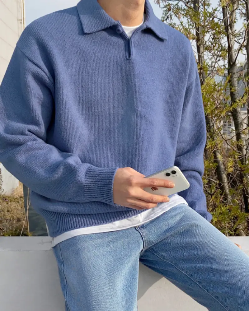Half-Button Wool Knit