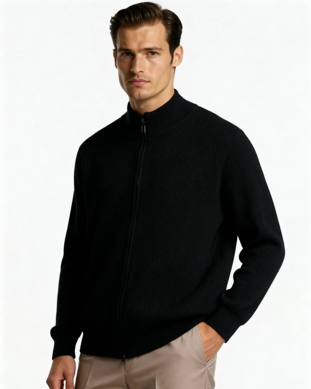 100% Cashmere Zip Cardigan