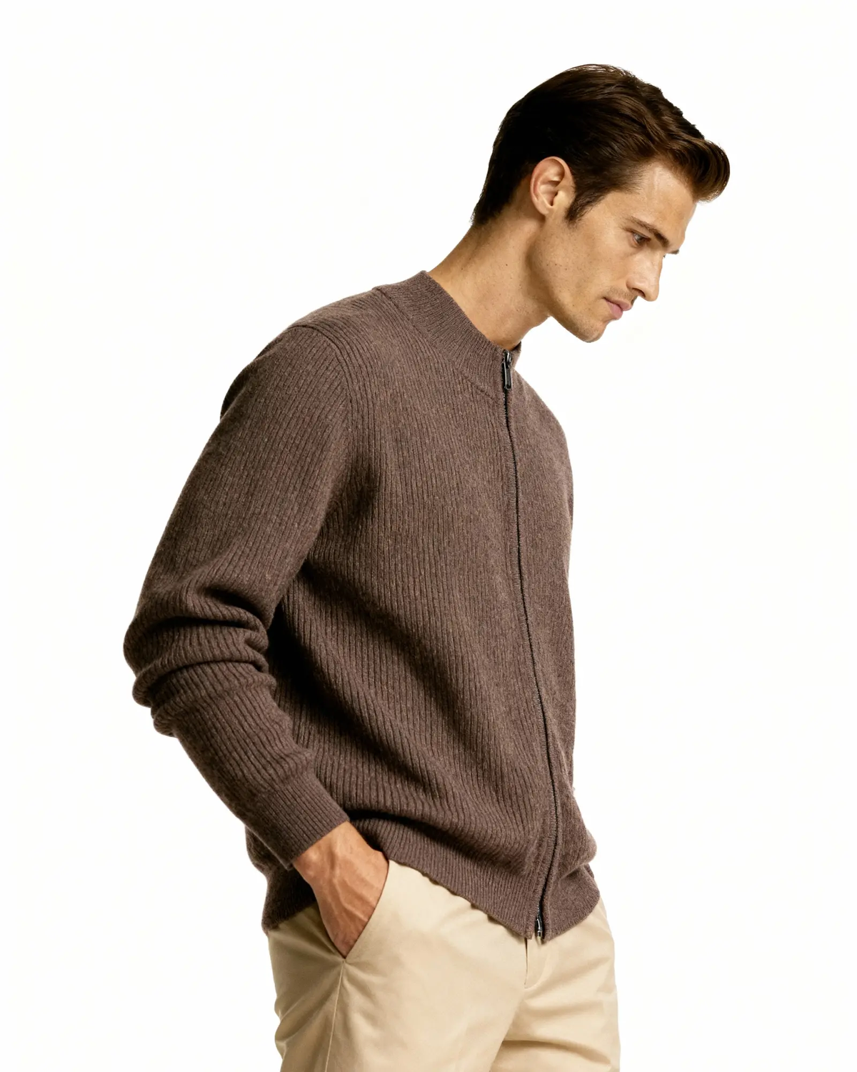 100% Cashmere Zip Cardigan