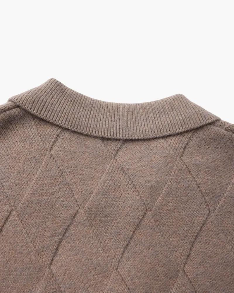 Heritage Diamond Knit Zip Cardigan