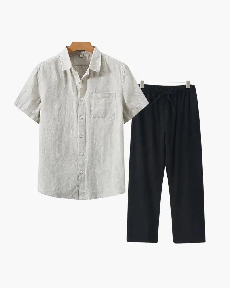 Old Money Linen Set Short Sleeve