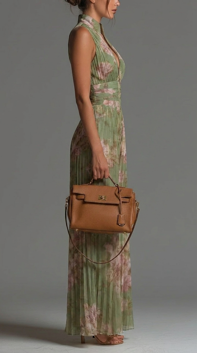 Essentiel Pleated Floral Chiffon Jumpsuit