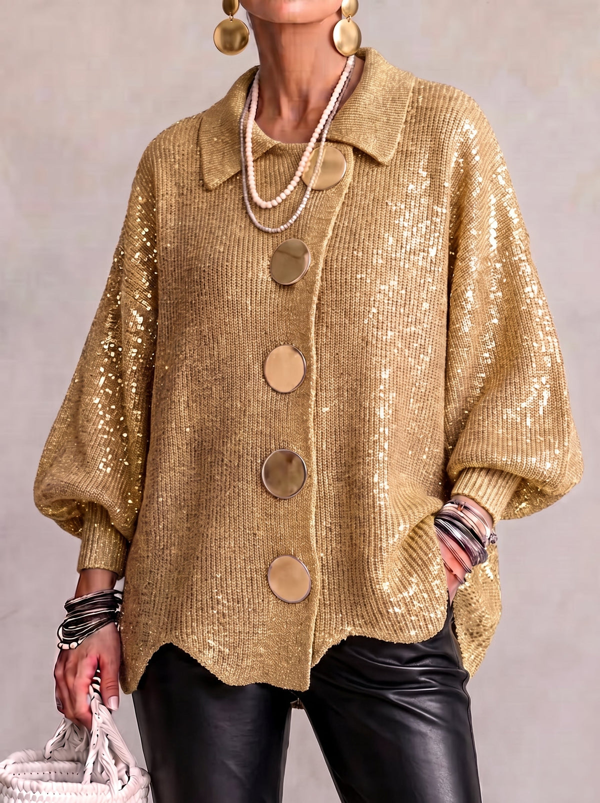 Iolanthe Collared Cardigan with Metal Buttons
