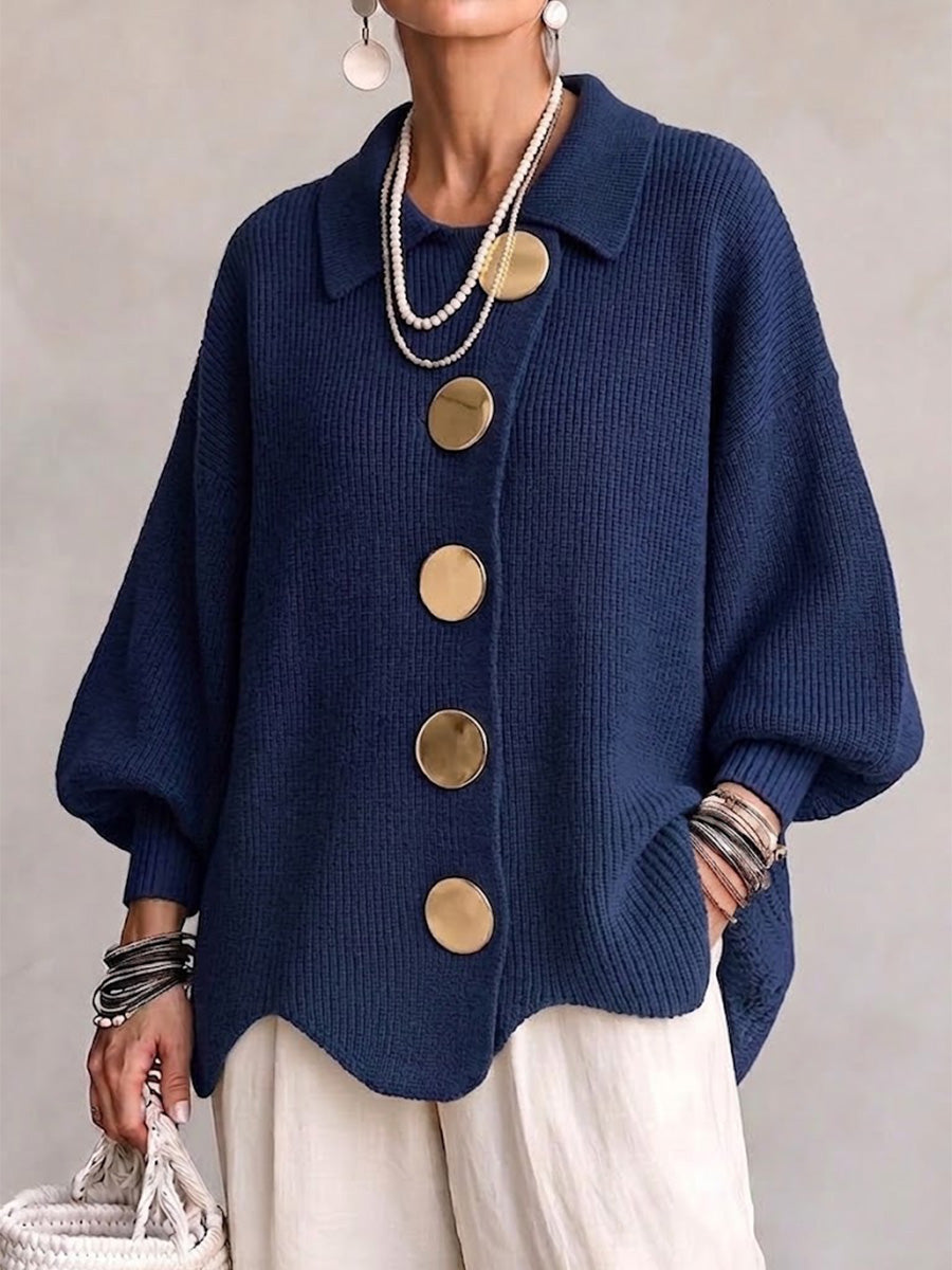 Iolanthe Collared Cardigan with Metal Buttons