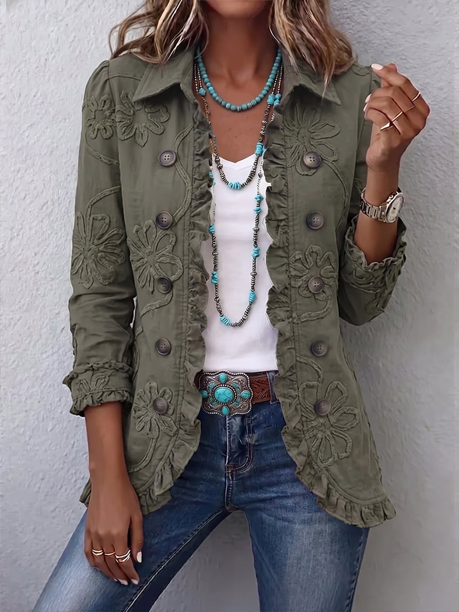 Faustine Boho Floral Embroidered Utility Jacket